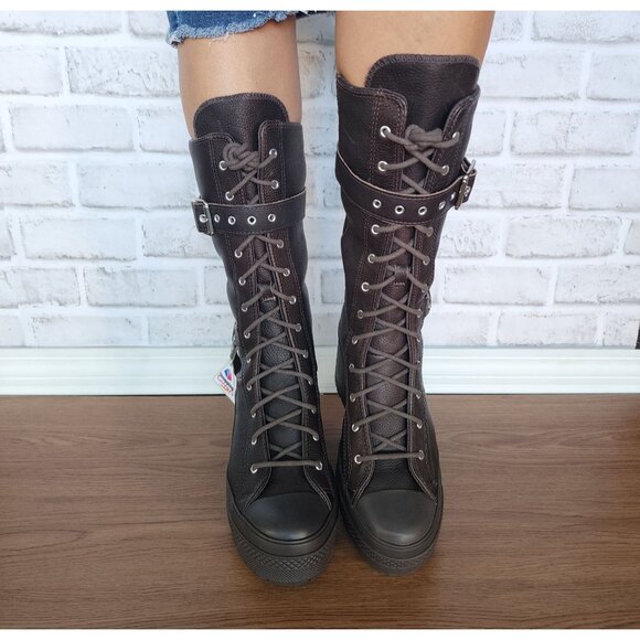 ⭐Chuck 70 De Luxe Heel XXHi Platform Buckles Heels Sz 5 Mens Boots Brown A15659C - Picture 5 of 7